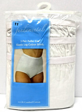 SEARS Fundamentals Fuller Cut Elastic Leg Cotton Briefs 3-Pack White Sz 11