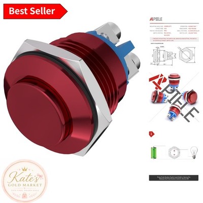 16mm Waterproof Momentary Push Button Switch - Sleek Red Aluminum Design