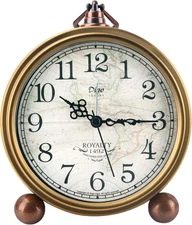 Desk Clocks, Small Table Alarm Clocks for Shelf Bedroom Office,Vintage Metal Aes