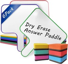 6-Pack 10x8in Small Dry Erase Whiteboard Paddles with Handle Double-Sided
