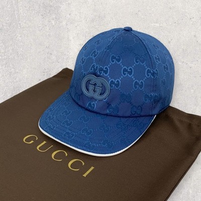 Gucci GG Monogram Interlocking G Patch Logo Nylon Baseball Cap Hat