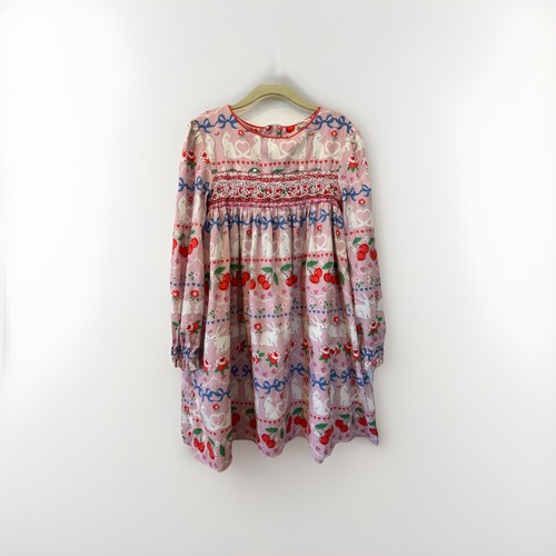 Mini Boden Girls Woven Party Smocked Long Sleeve Dress Size 7-8 - Picture 2 of 4