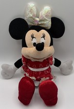 Disney Minnie Mouse Talking 16  Plush Bow Lights Up w/Red Dress with Hearts.