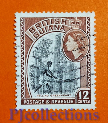 U1180- BRITISH GUIANA 1954 FELLING GREENHEART 12c GEBRAUCHT