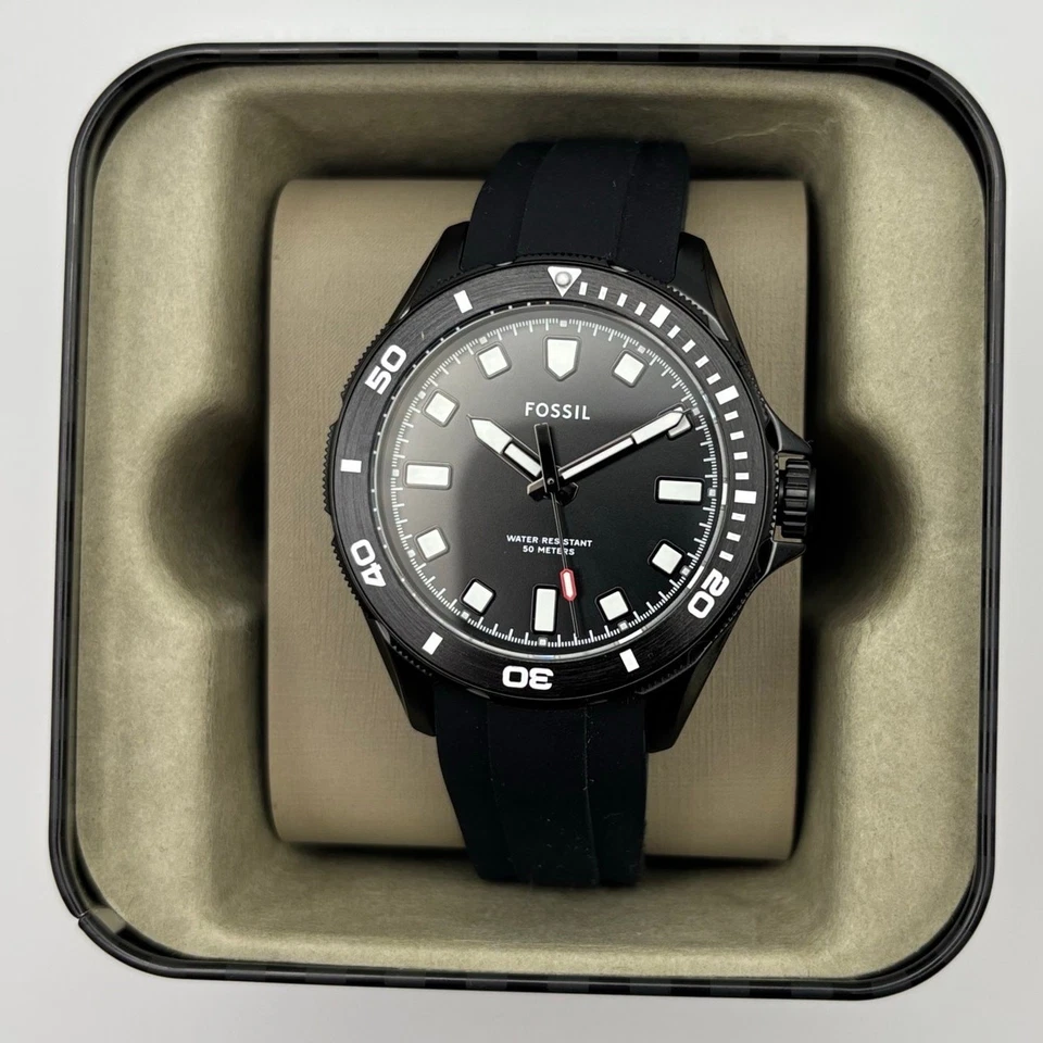 Reloj de cuarzo Fossil Dalton BQM2886 para hombre 42 mm correa de silicona negra nuevo en caja con etiquetas Foto 2 de 4