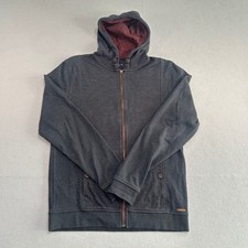 Ted Baker Full Zip Hoodie Mens 4 Charcoal Grey Modal Blend Textured Ribbed Front