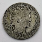 1908 Barber Quarter Philadelphia Mint 90% Silver USA Coin Liberty Head