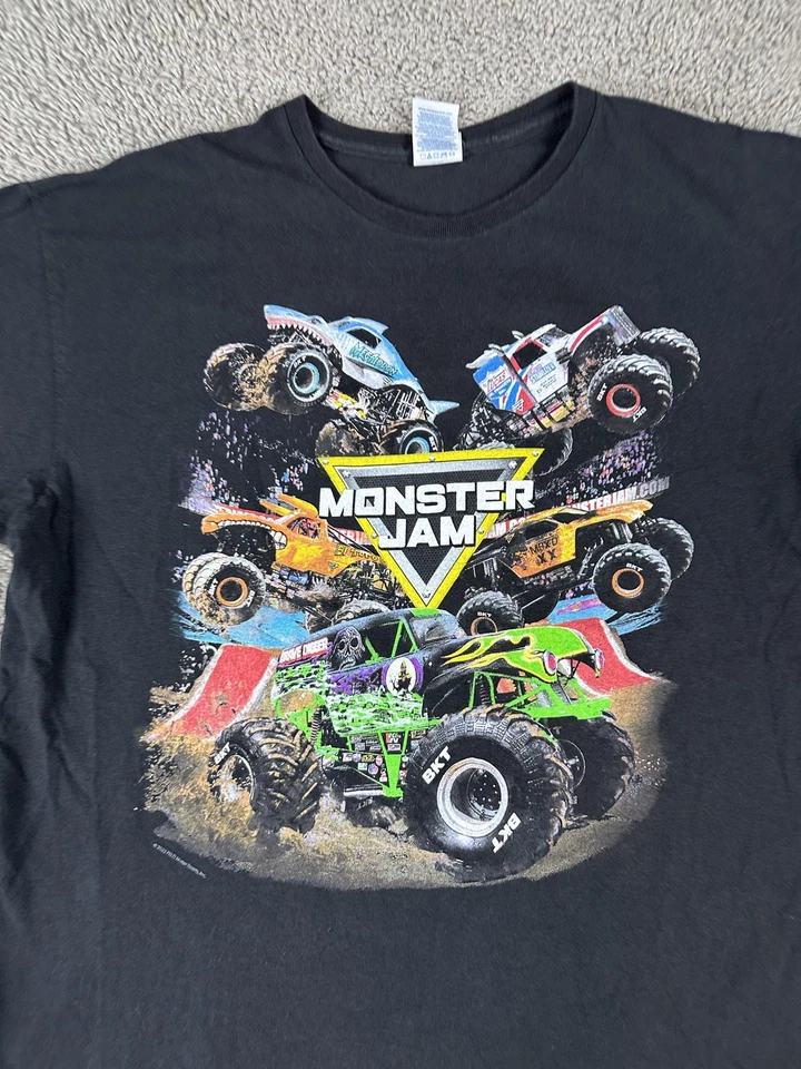 Monster Jam Shirt Mens XL Black 2023 Tour Graphic Trucks Grave Digger Delta - Image 3 of 4