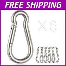 Stainless Steel Carabiner Clips Set - Pack of 6