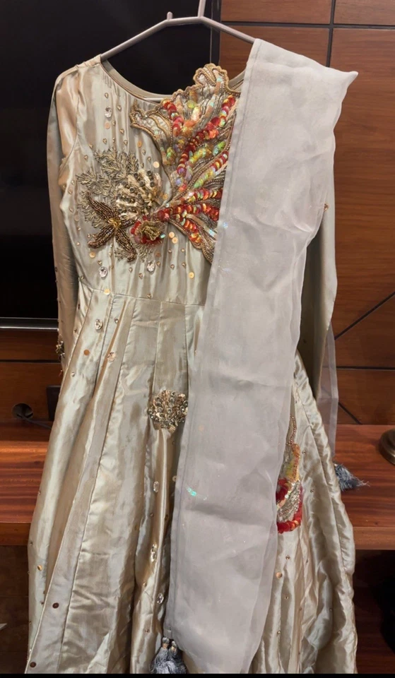 Maxi Vestido de Boda Indio Paquistaní Excelente Trabajo Manual Talla Pequeña Trabajo Pesado Foto 4 de 4