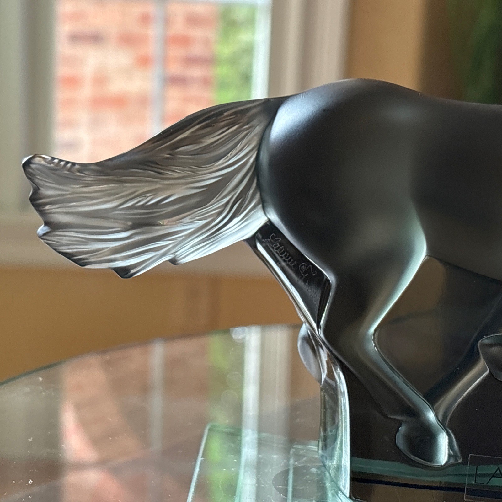 Lalique Kazak Gray Galloping Horse Crystal - MINT Condition