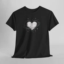 Cosmic Heart Graphic T-Shirt Valentine’s Day Love Space Aesthetic Gift Tee S-5XL