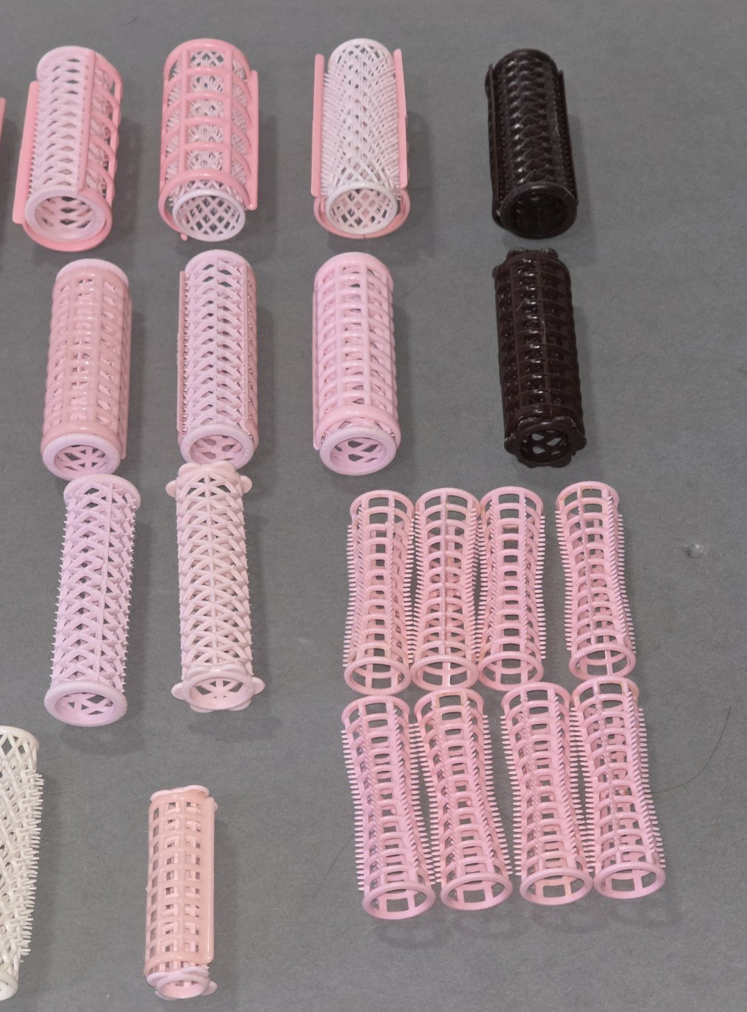 Pink Plastic Hair Curlers/ Rollers Vintage Mixed Lot Snap-On & Pin Curlers