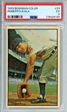 1953 Bowman Color Roberto Avila baseball card, graded EX 5, #29 in the set