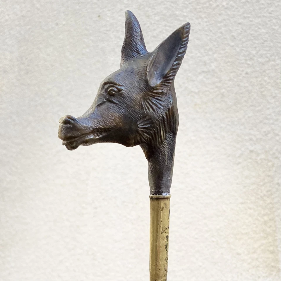 Antigua sombrilla plegable victoriana de seda marrón de 1860 para niños con mango de burro Foto 4 de 4