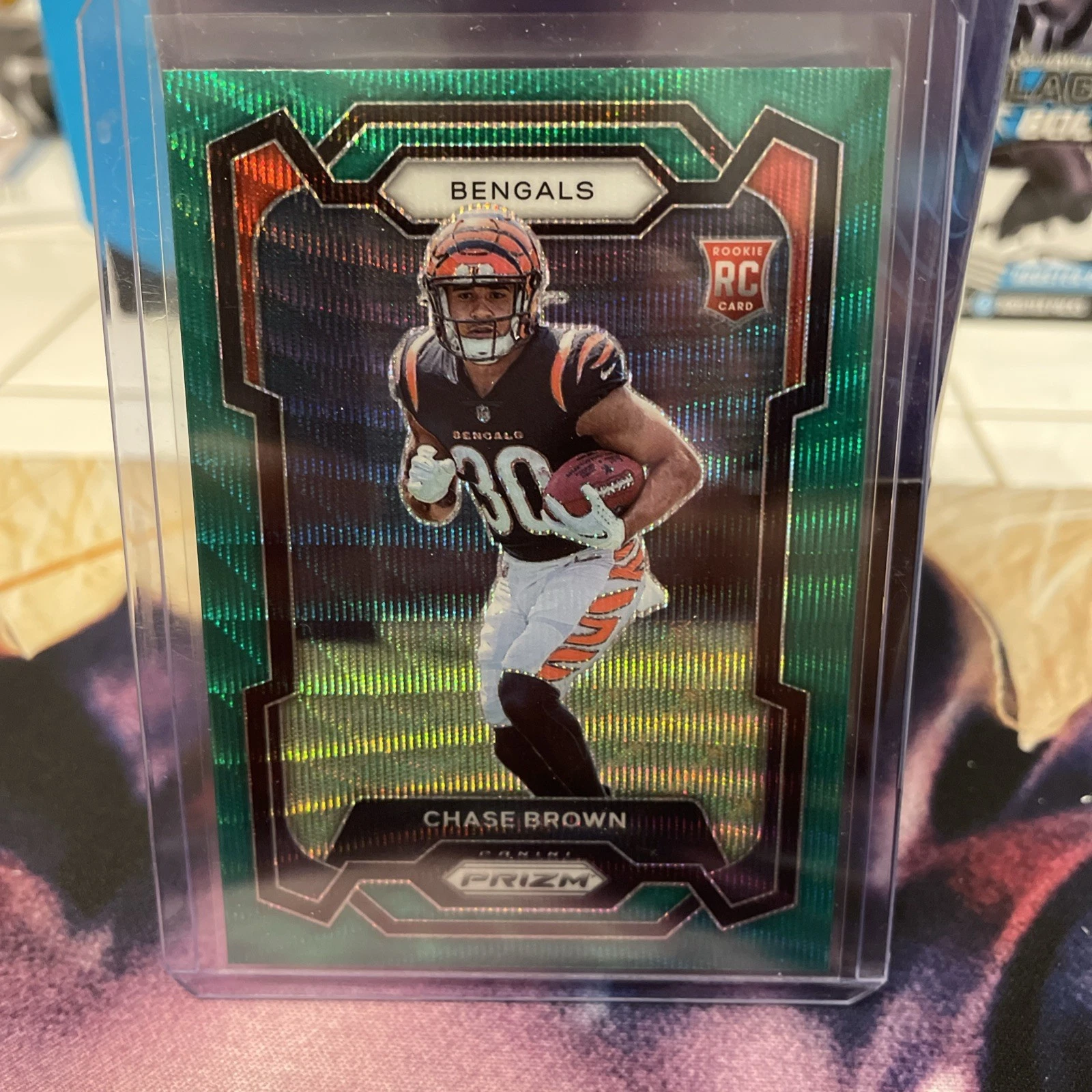 2023 Panini Prizm Green Wave Chase Brown Rookie Cincinnati Bengals #318