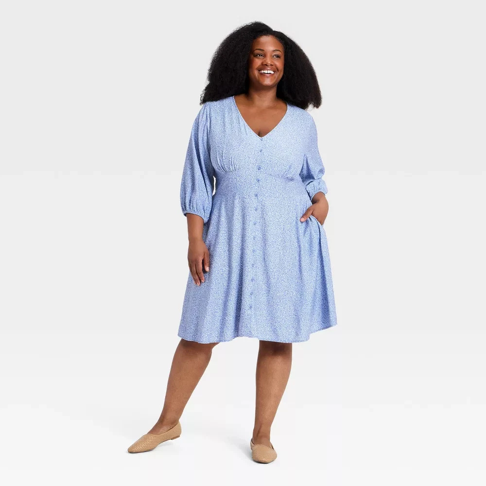 solid a line dress for women A-Line Dresses for sale Colour:Navy Floral 100% Polyester Turn Floral V Neck Gown Color_White Pink Flower