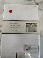McKenna Microfiber Spill Proof White Tablecloth 70" x 120" Oblong Seats 10-12