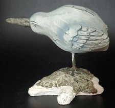 Vintage Resin Sandpiper Bird On Driftwood Cabin/Cottage Decoration