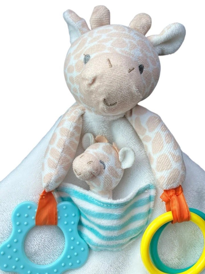 Carters Giraffe Plush Lovey Activity Security Blanket Baby Tan White 2018 14x14” - Image 2 of 4