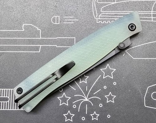 Sanrenmu 311L-GC  Slipjoint Folder 12C27 Stahl Taschenmesser G10 Griff Jade - Bild 5 von 5