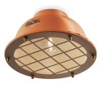 Deckenleuchte Deckenlampe Keramik Metall Ø 35 Cm Rund Orange E27 Vintage