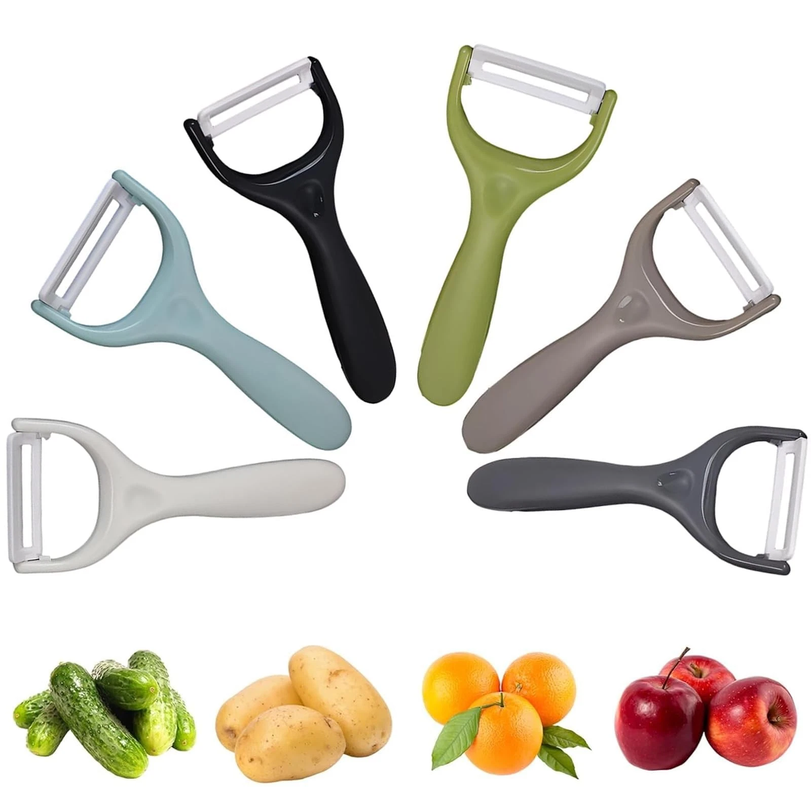 6-Pack Vegetable Peelers for Kitchen，Y Ceramic Peeler Safe Potato Peeler Set ...