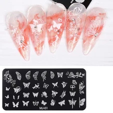 34 Types Butterfly Metal Nail Stamping Plates Butterflies Nail Art Decals
