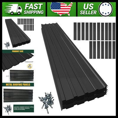 18pc Corrugated Galvanized Roofing Panels Black for Shed Carport Porch