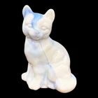 Fenton Glass Blue Slag Swirl Sitting Cat 3.5” VTG