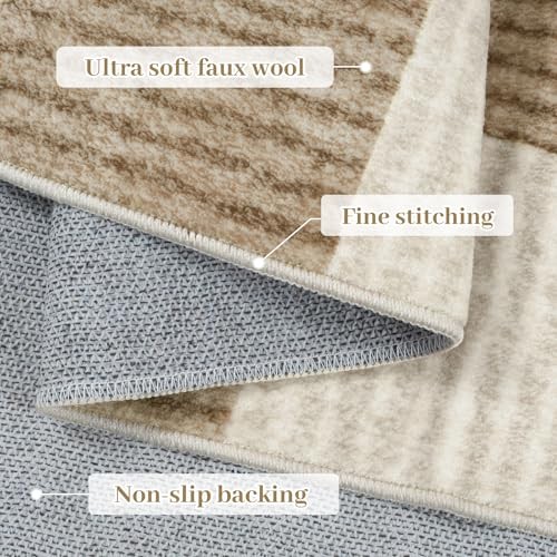 Machine Washable Area Rug 6x9 Checkered, Non Slip Soft Large Bedroom Living - Picture 8 of 8