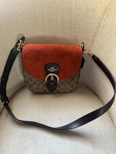 NEW Coach shoulder bag in Signature Leather and Rust Suede flap.