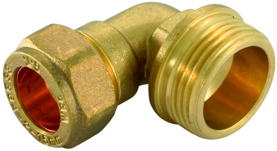 Brass compression x male elbow bend (15mm x 3/4, 10mm x 1/2, 10 x 3/4 etc)
