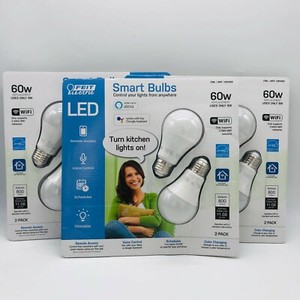 FEIT Electric Smart Wi-Fi LED Color Changing Dimmable 60W Light Bulbs 2-pk White