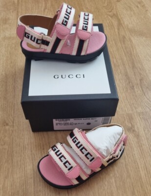 Gucci KIDS Young Girls Logo Stripe Chunky Sandal Pink IT22 US6Y SOLD  OUT UK