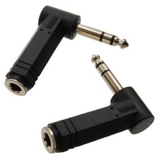 2Pcs Right-Angle 1/4" 6.35mm TRS Stereo Male to Female Audio Adapter