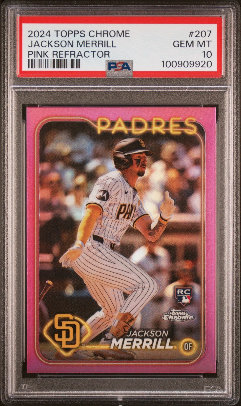 Jackson Merrill 2024 Topps Chrome Rookie #207 "Pink Refractor" - PSA 10 - GEM MT