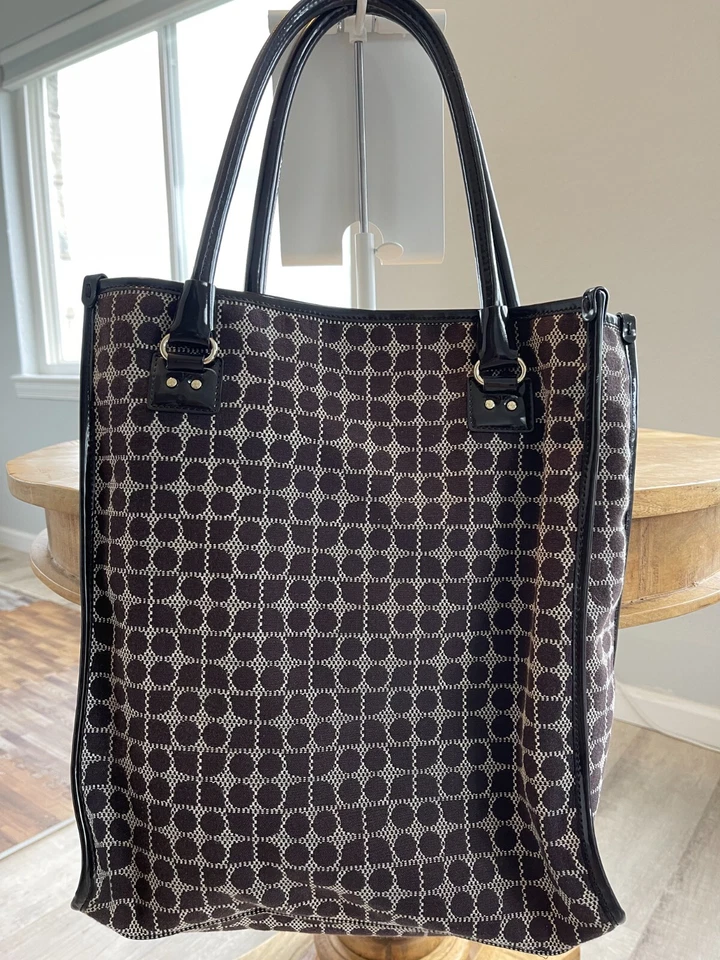 Bolso Shopper Vintage Kate Spade Lona Marrón $175 + Envío Gratis RARO Foto 2 de 4