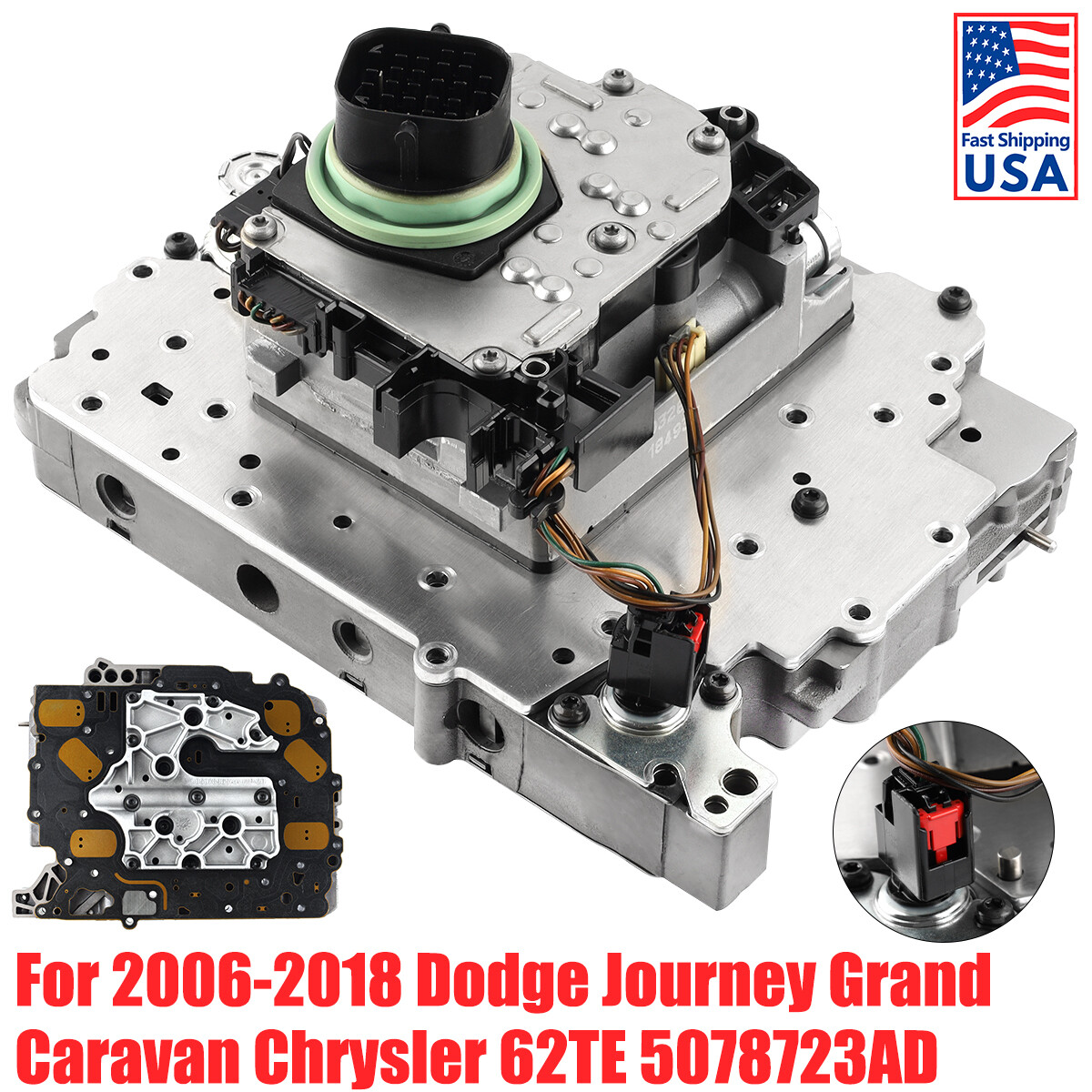 62TE Fit Dodge Chrysler 6 Speed Transmission Valve Body Complete w/Solenoid Pack