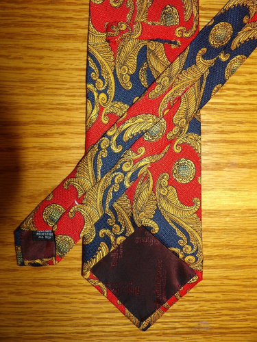 Bullock & Jones Men's TIE Red Gold Blue Paisley 100% Silk NWOT Made in Italy - Picture 2 of 3