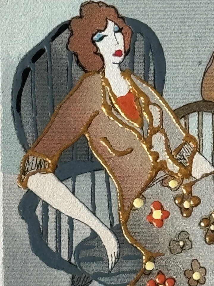 ORIGINAL ITZCHAK TARKAY VINTAGE ARTE MODERNO FIGURATIVO MUJER PINTURA AL ÓLEO MODA Foto 3 de 4