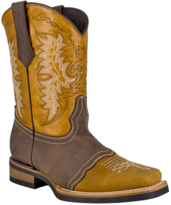 Men Genuine Leather Carson Western Square Toe Honey Boots Handcrafted Quality