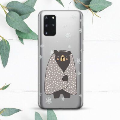 Cute Bear Snowflakes Christmas Case For Samsung Note 20 S20 S21 S22 S23 S24 FE