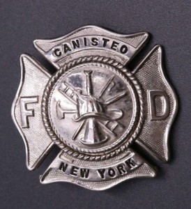 Vintage 20th c. Canisteo, New York Fireman Hat Badge