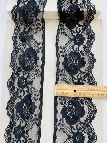 2 Yards schwarz Blumen Spitze Borte zum Nähen/Basteln/Dessous/3,5" breit - Bild 5 von 17