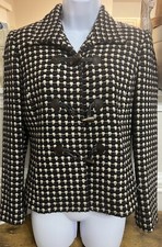 Tahari Arthur S. Levine Wool Blend Tweed Faux Antler Button Jacket Blazer 4 K22