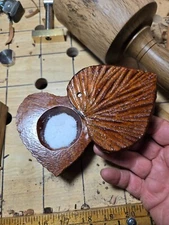 Wagatabon Salt Cellar, Mahogany, Heart Shaped, Hand Carved,