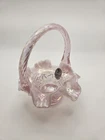 Vintage Fenton Pink Carnival Glass Mini Basket Ruffled Rim