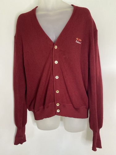 St. Croix Knits Cardigan Red Mens Size XLarge Pure Quanpaca Wool Baltusrol Vtg - Picture 14 of 21