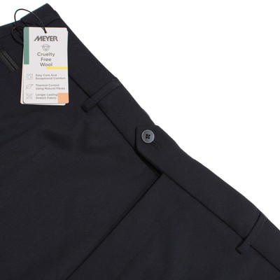 Meyer NWT Dress Pants Size 110 Tall (40 US) In Solid Blue Wool Blend Bonn